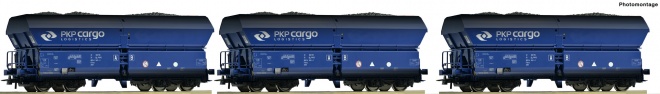 Set of 3 Self-unloading hopper cars in PKP-Cargo livery<br /><a href='images/pictures/Roco/Roco-76130.jpg' target='_blank'>Full size image</a>